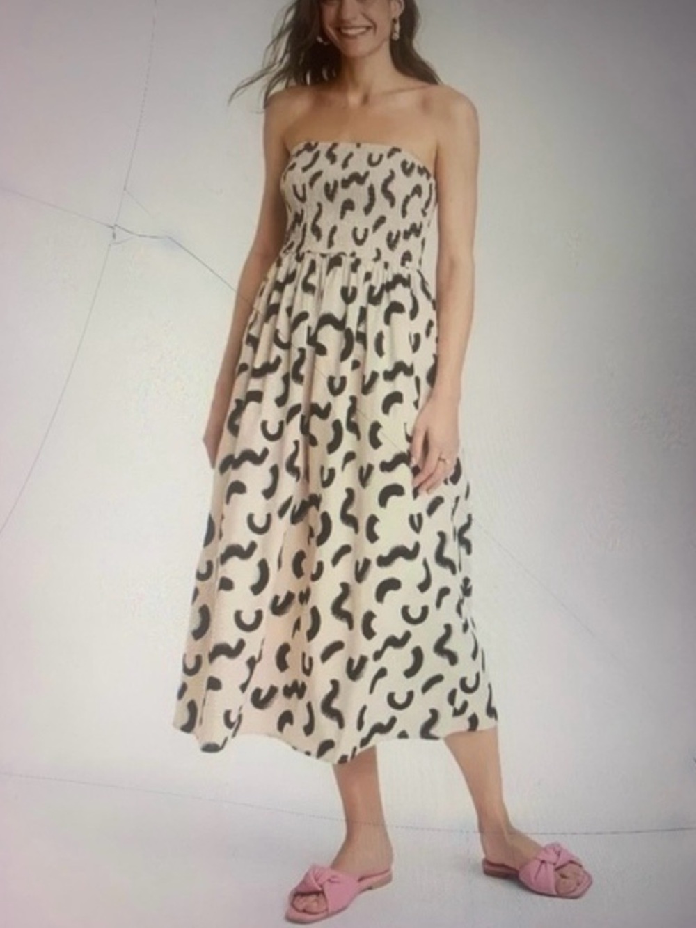 A New Day Black and Cream Smocked Top